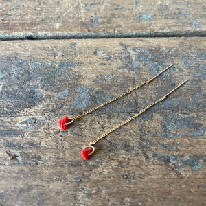 Coral 14k Gold Fill Threader Earrings by 8.6.4 Design