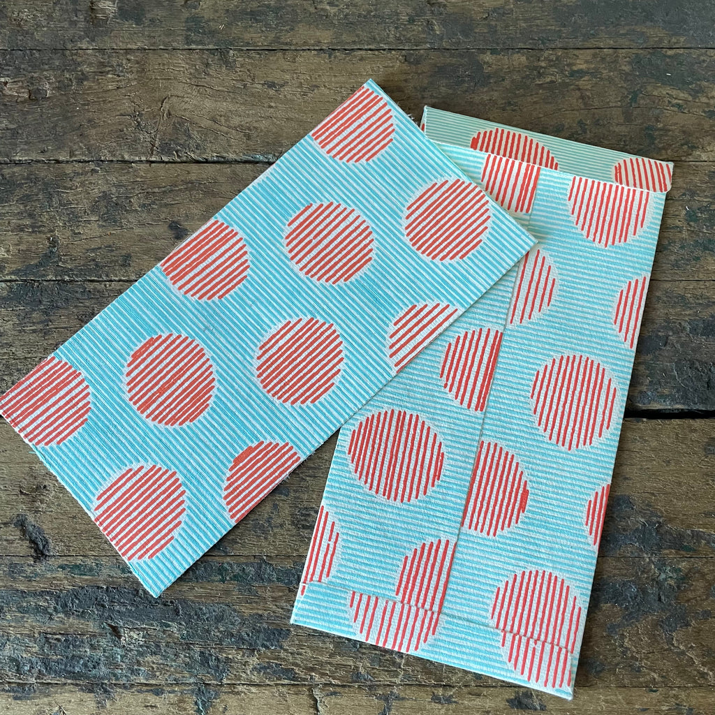 Hand Made Paper Stationery Trio, in Teal Red By Hataguchi Collective