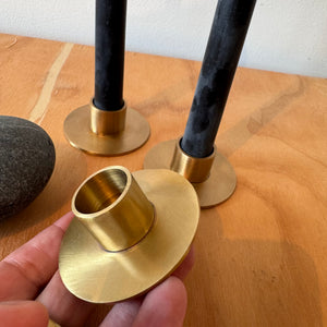 Small Hand-Forged Brass Round Candle Holder by Fog Linen