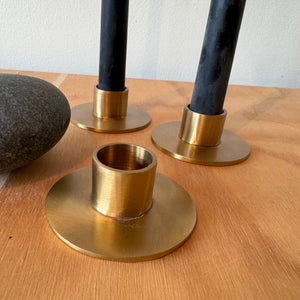 Small Hand-Forged Brass Round Candle Holder by Fog Linen