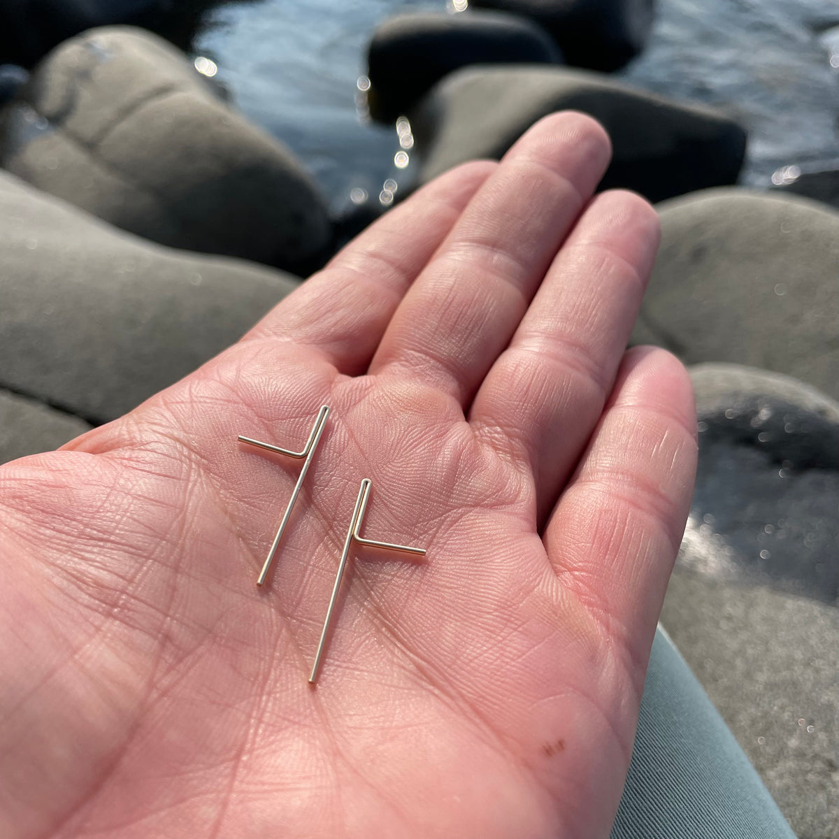 Straight Pin 14k Gold fill Earrings by 8.6.4 Design Upstate MN