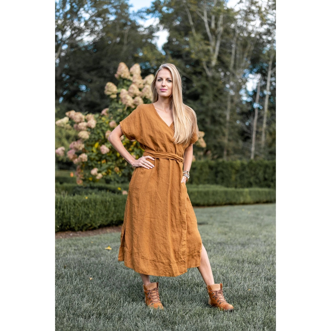 Urban outfitters 2024 linen wrap dress