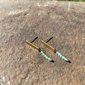 Simple Bar and Seed Bead Stone Stud Earrings by Eric Silva