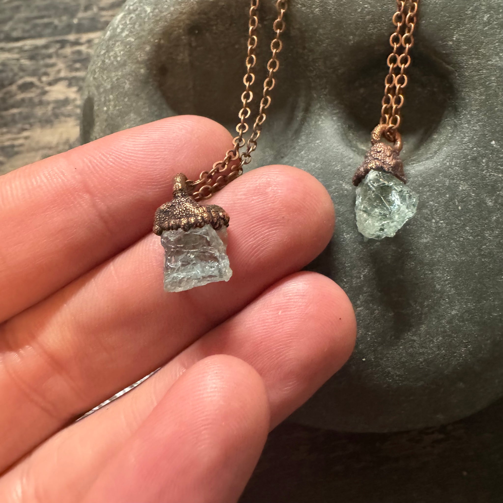 18" Aquamarine on Copper Necklace by Hawkhouse