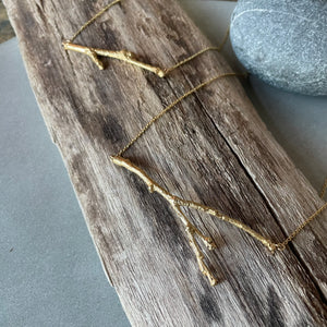 18” Twig Necklace in Gold Vermeil by Tree Trunk Arts