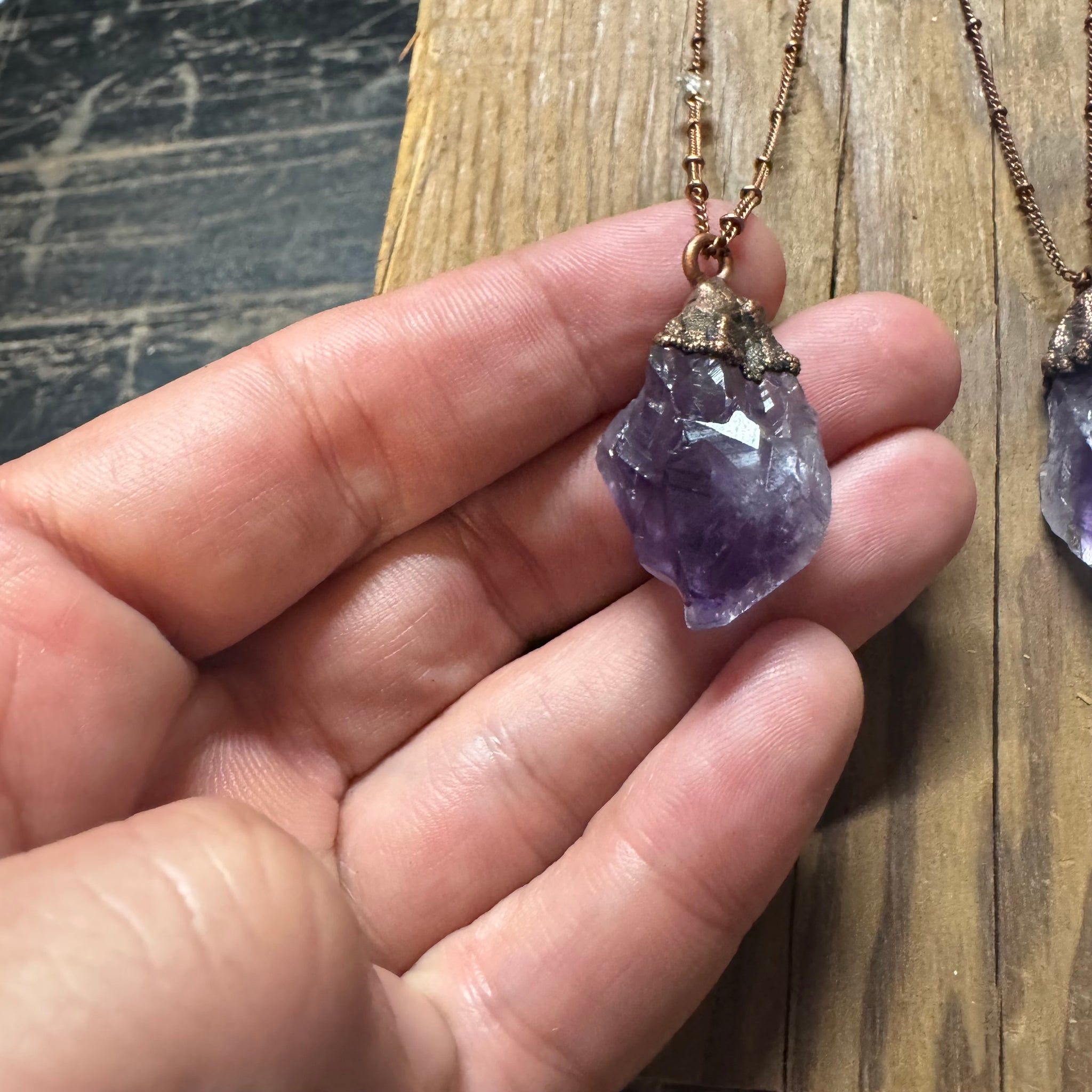 24" Amethyst Necklace on Copper Chain by Hawkhouse