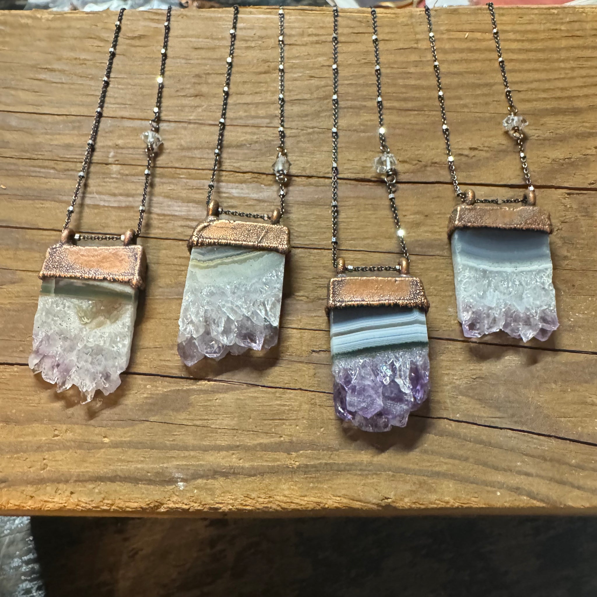 24" Amethyst Slice Necklace on Sterling Chain by Hawkhouse