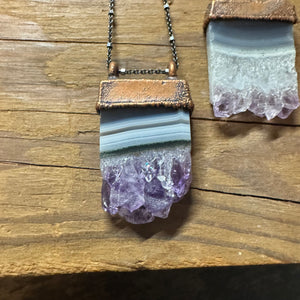 24" Amethyst Slice Necklace on Sterling Chain by Hawkhouse