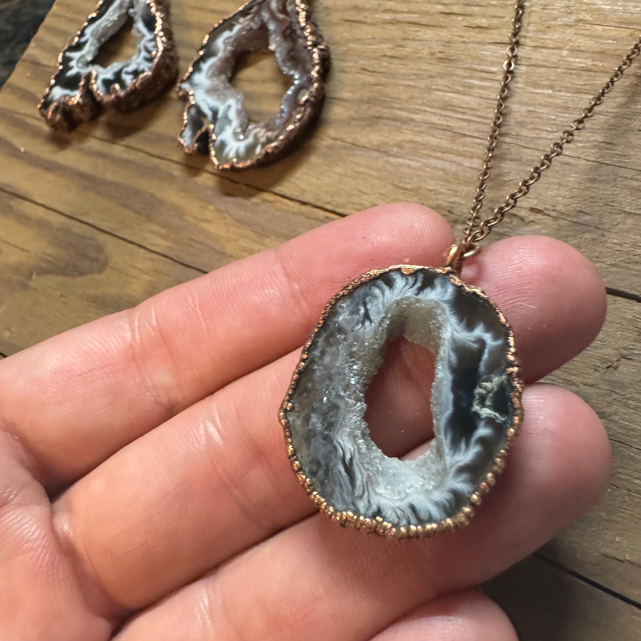 24" Fine Druzy Geode Necklace on Copper Chain by Hawkhouse