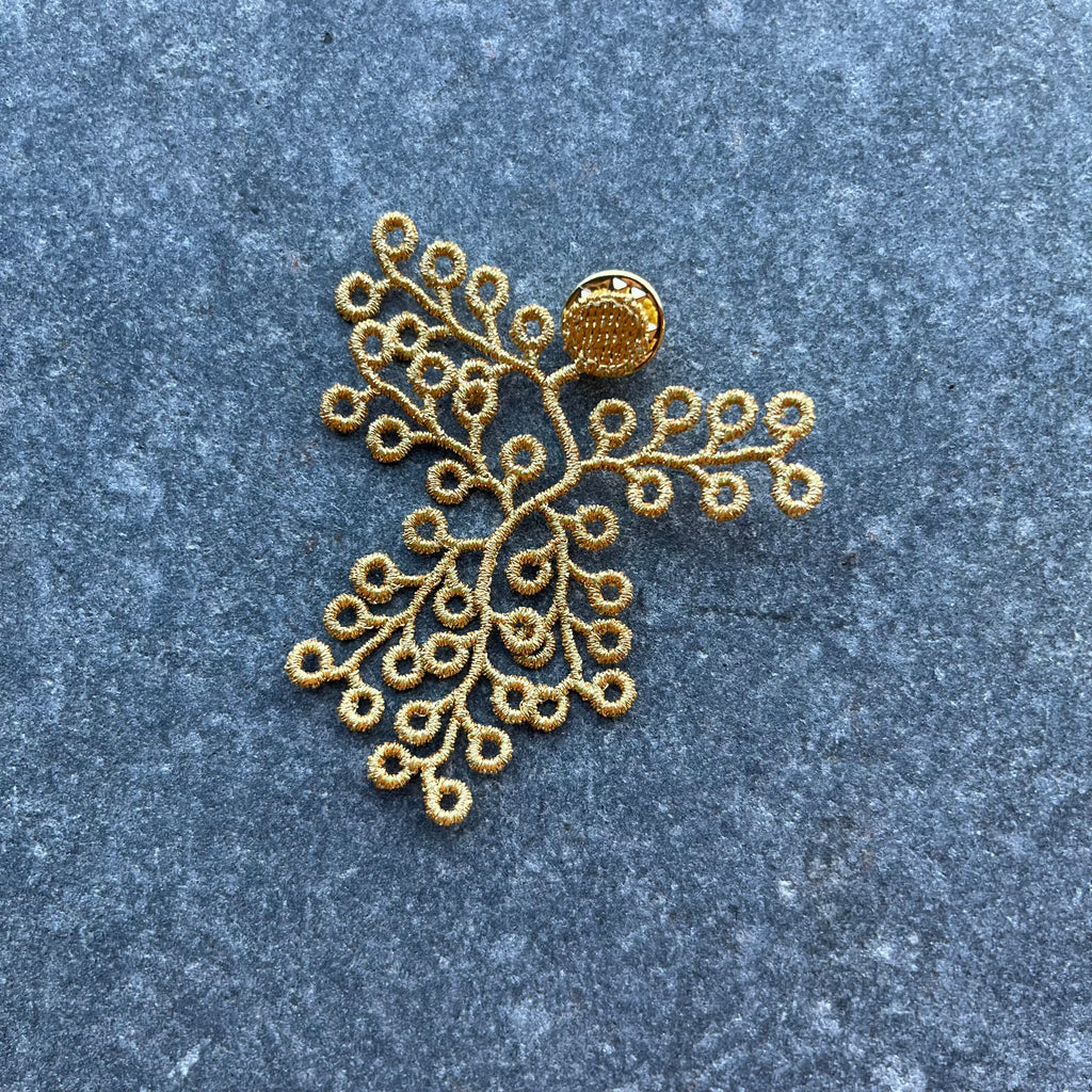 Spikemoss Embroidered Brooch by Botanopia