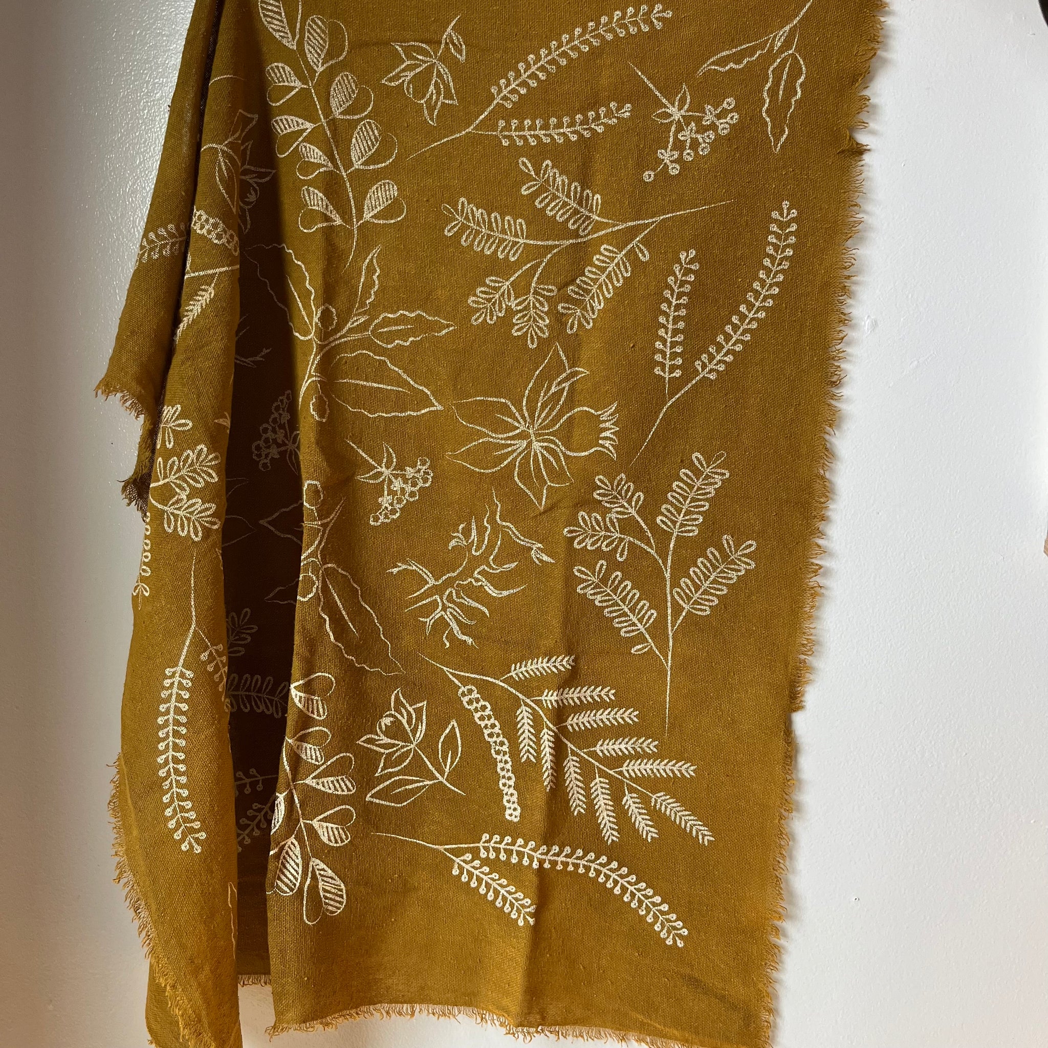 Naturally Dyed Botanical Print Raw Silk Bandana by Eco Raw Studio