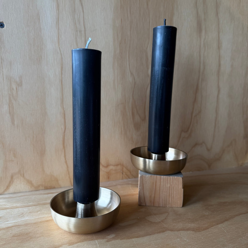 9" Column Black Beeswax Taper Candles