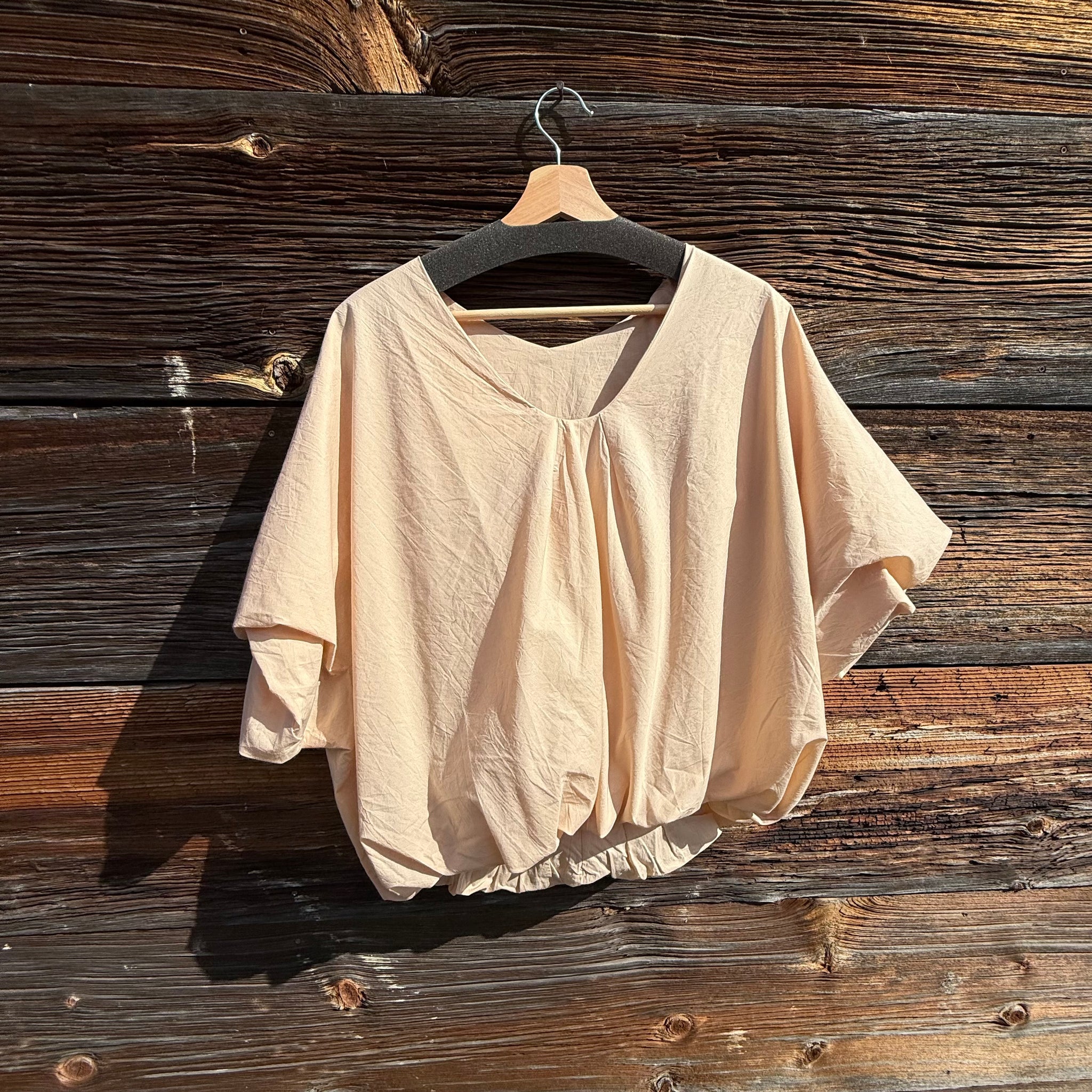 Adhira Bubble Top in Beige by Fog Linen