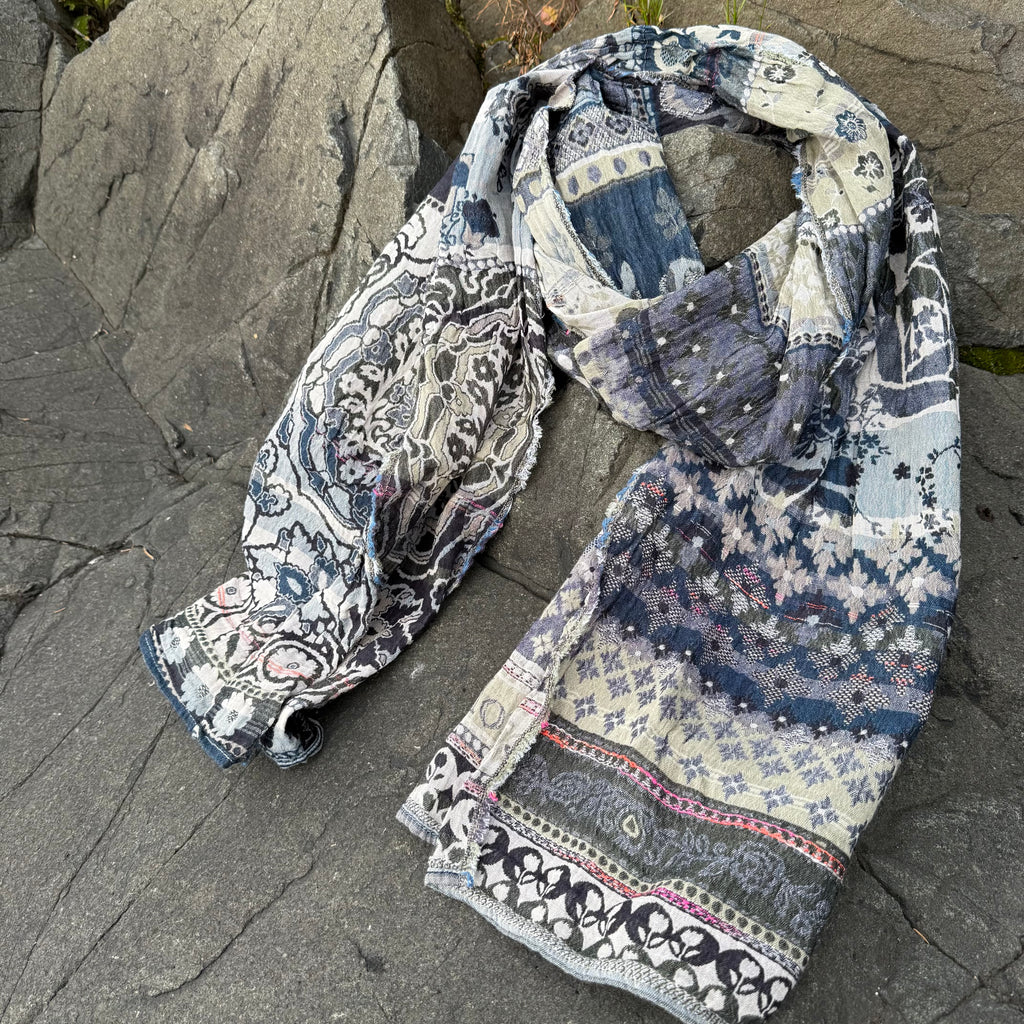 Anoushka Jacquard Scarf in Jean by Letol