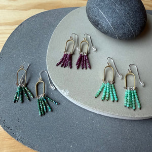 Arch Fringe and Stone Brass Earrings by Eric Silva
