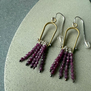 Arch Fringe and Stone Brass Earrings by Eric Silva