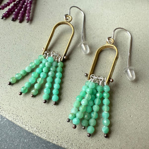 Arch Fringe and Stone Brass Earrings by Eric Silva