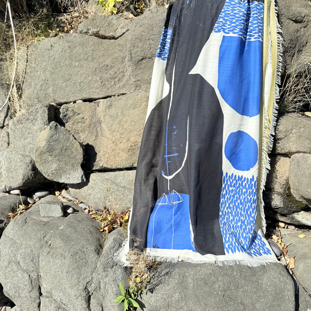 Arrow Merino Scarf in Magpie by Susy Pilgrim Waters