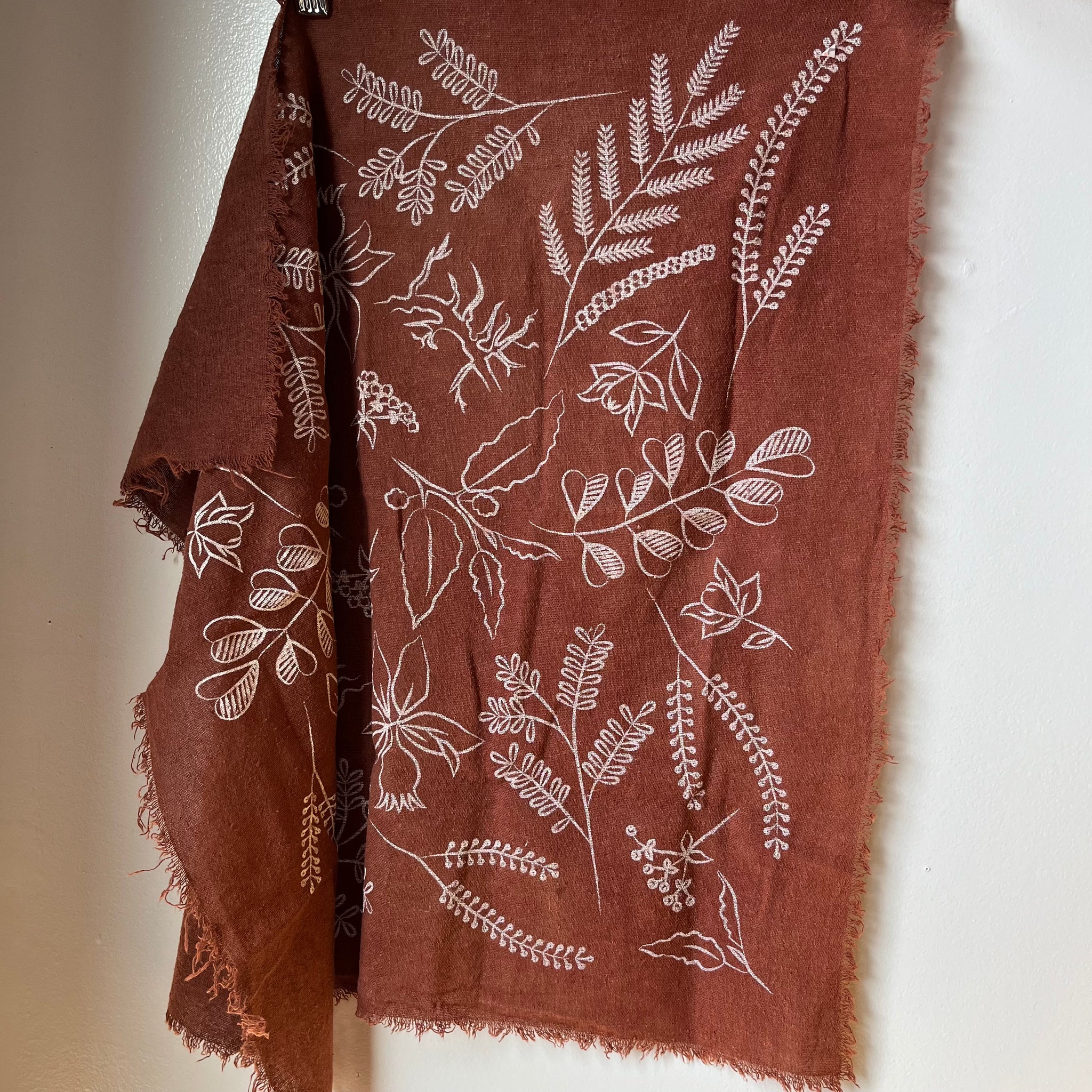 Naturally Dyed Botanical Print Raw Silk Bandana by Eco Raw Studio