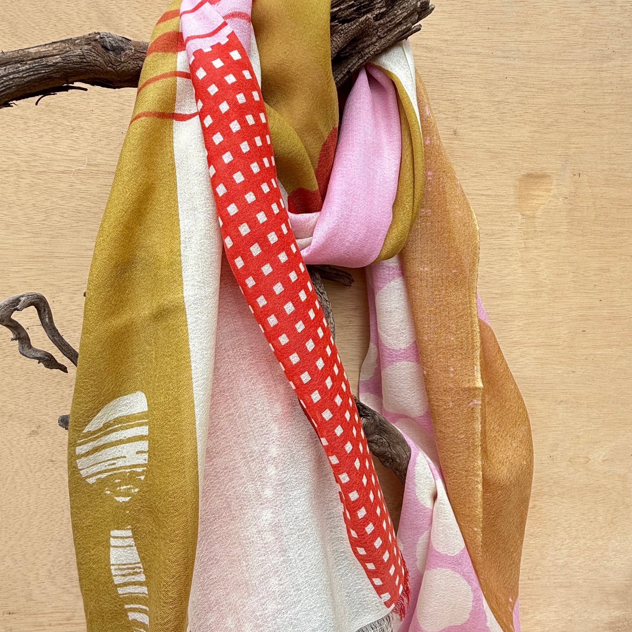 Banjo Merino Scarf in Jolly by Susie Pilgrim Waters