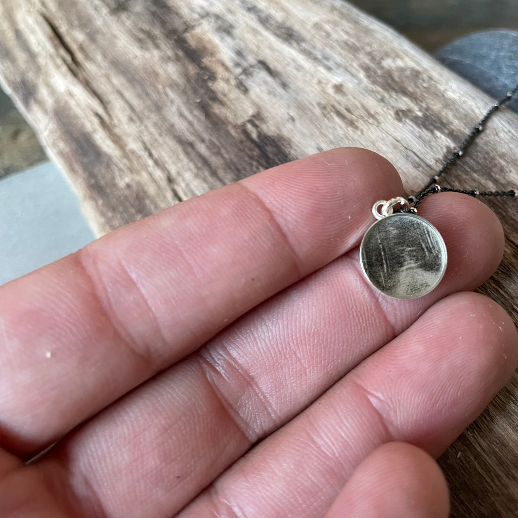Birch Forest Path Photo Bezel Necklace on Sterling by Everyday Artifact
