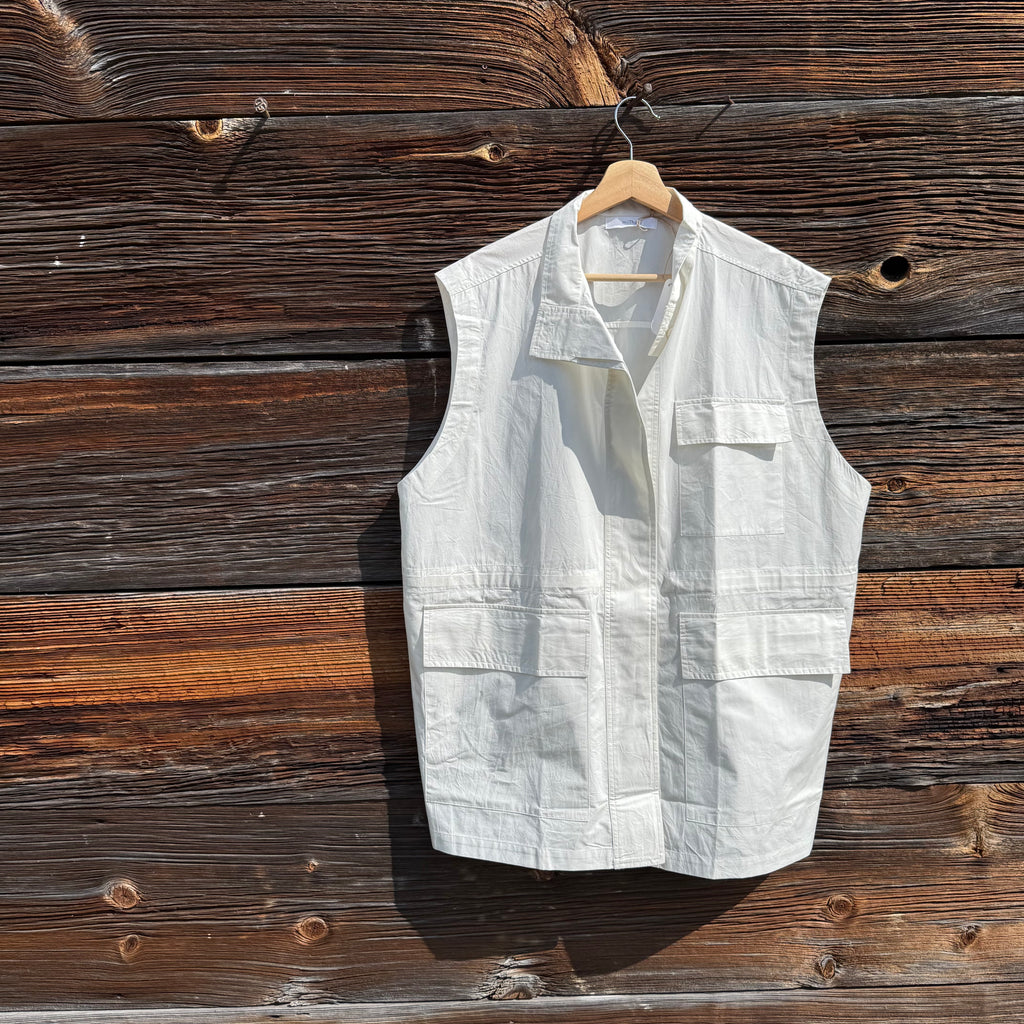 Bivek Vest in Off White  by Fog Linen