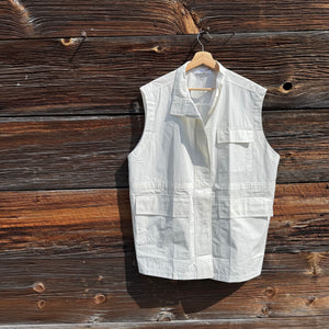 Bivek Vest in Off White  by Fog Linen