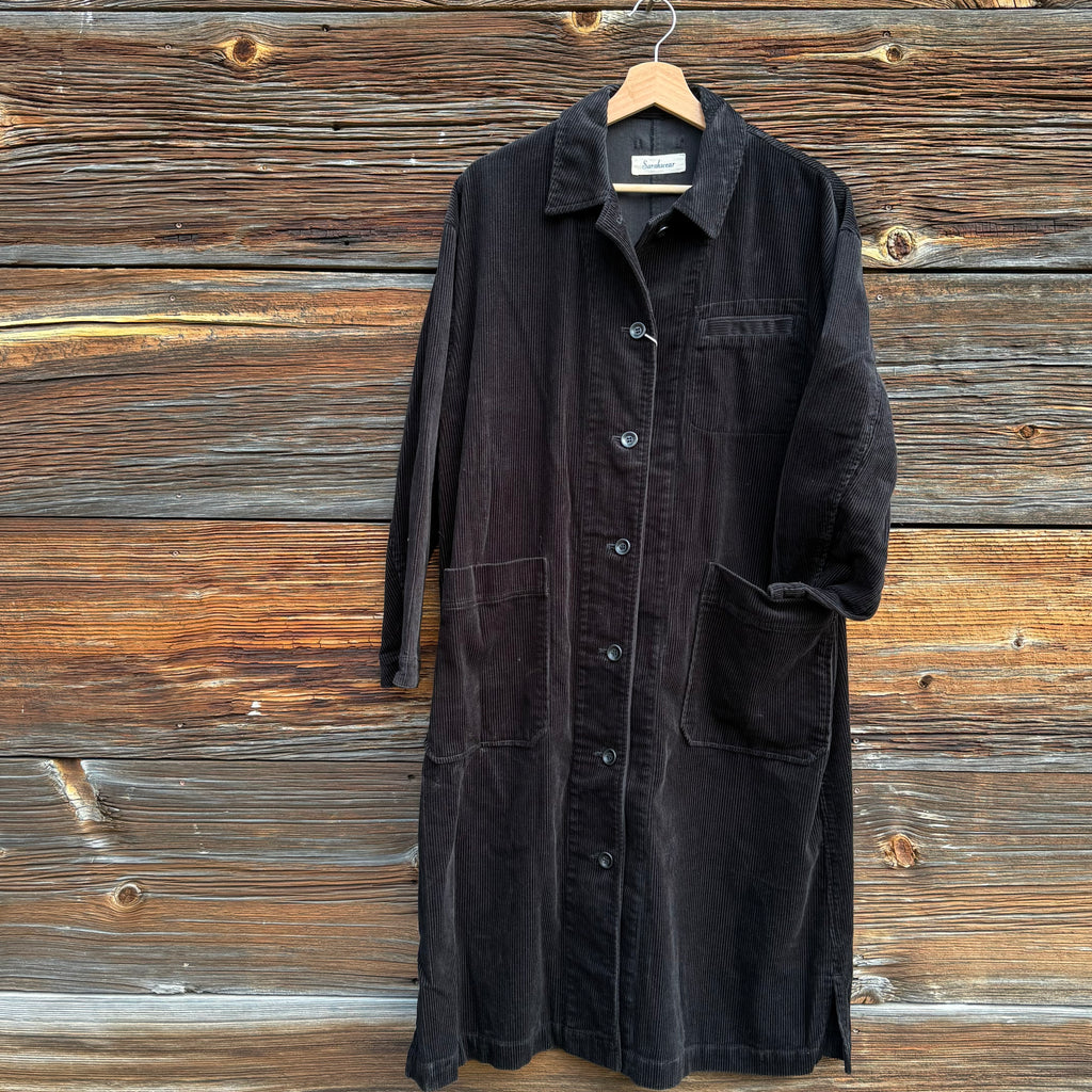 Black Carpenter Coat in Corduroy by Sarahwear