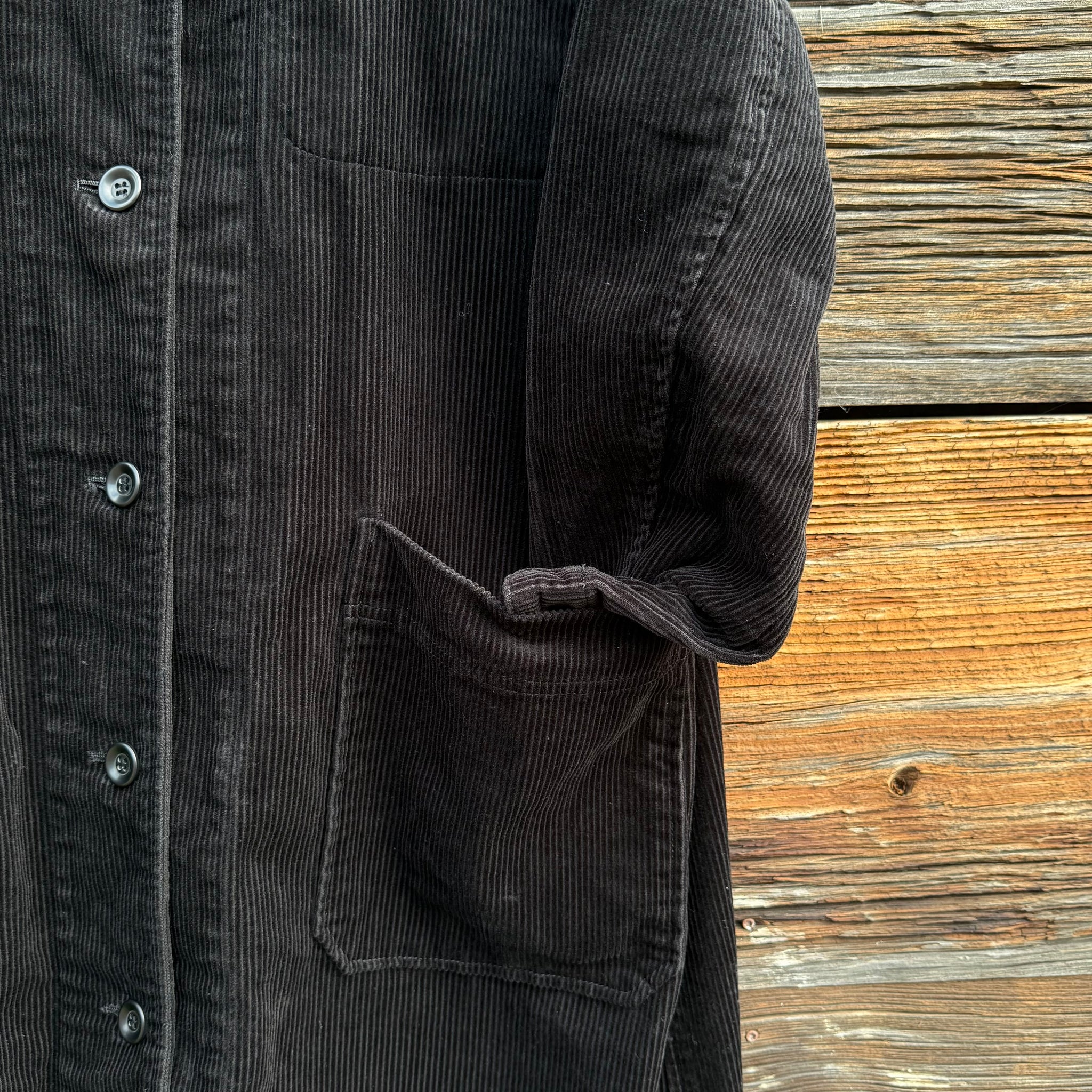 Black Carpenter Coat in Corduroy by Sarahwear