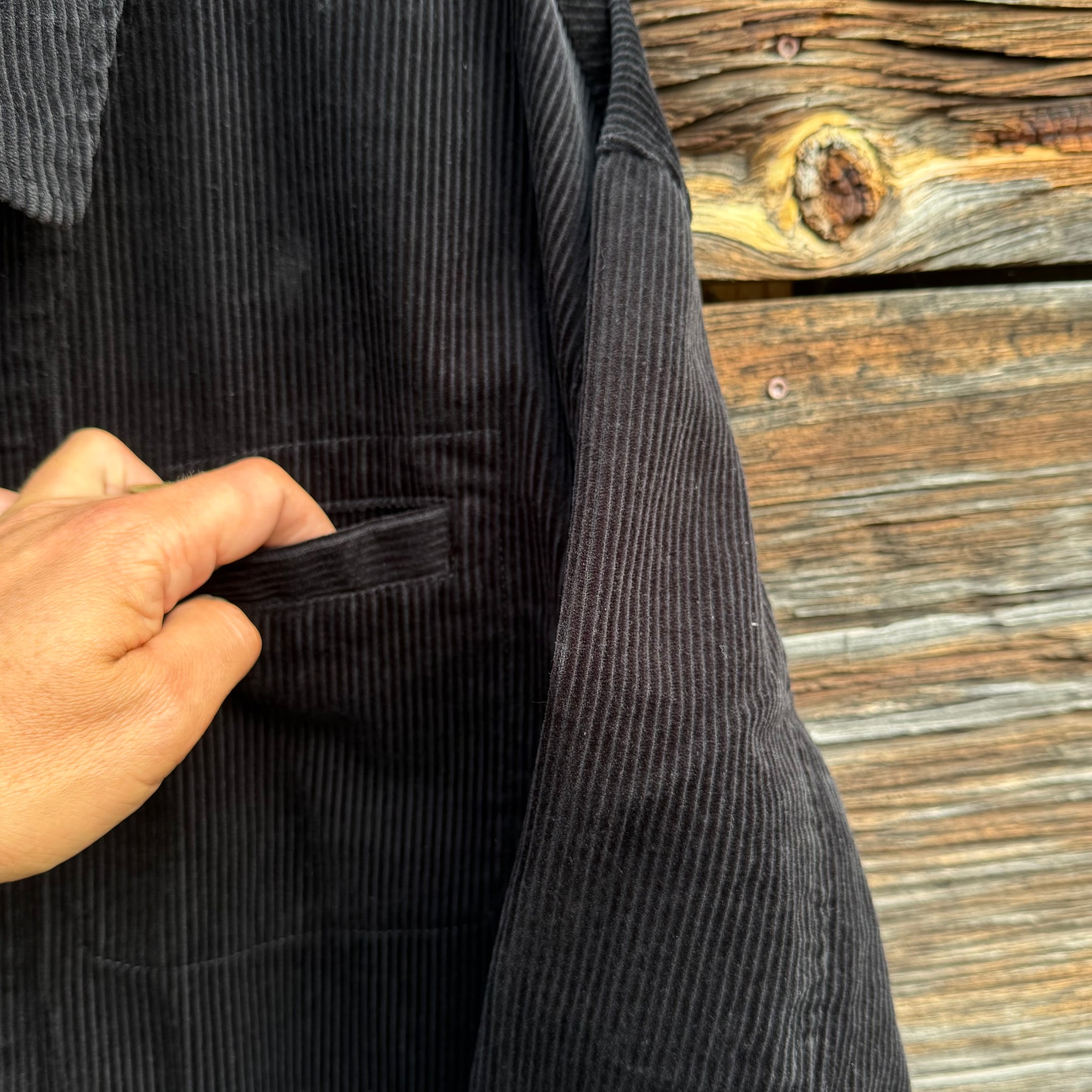 Black Carpenter Coat in Corduroy by Sarahwear