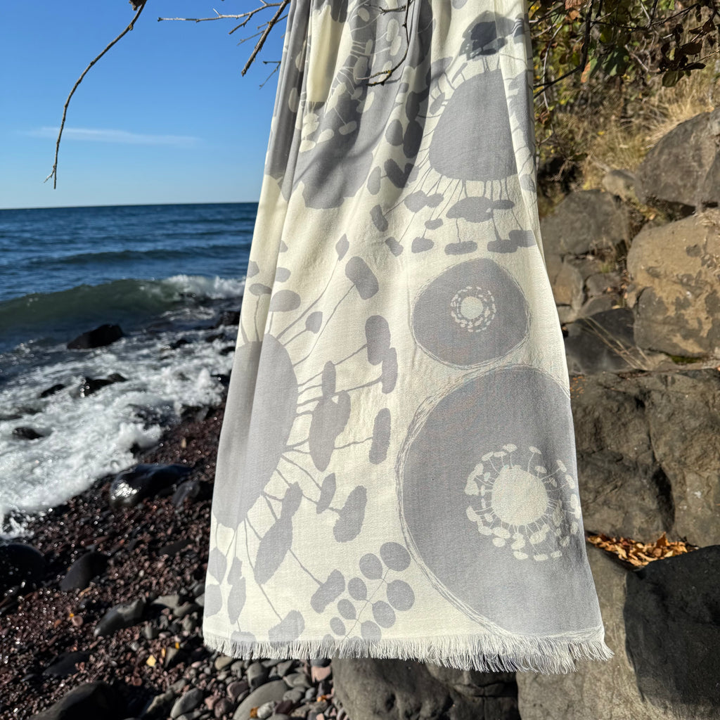 Bloom Merino Scarf in Mist by Susy Pilgrim Waters