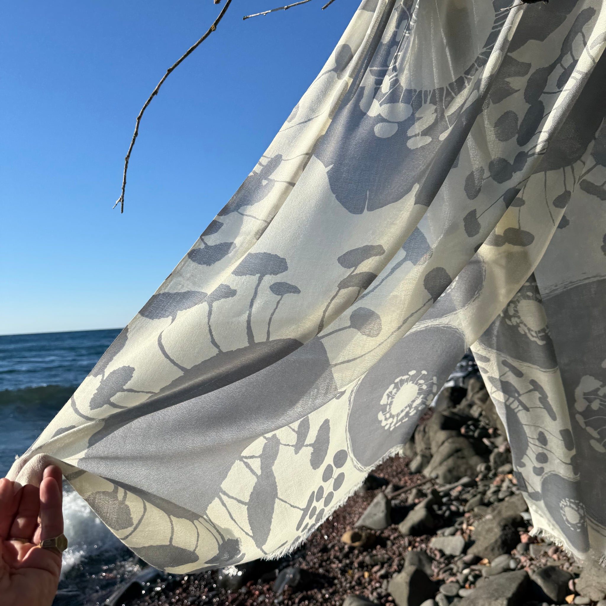 Bloom Merino Scarf in Mist by Susy Pilgrim Waters