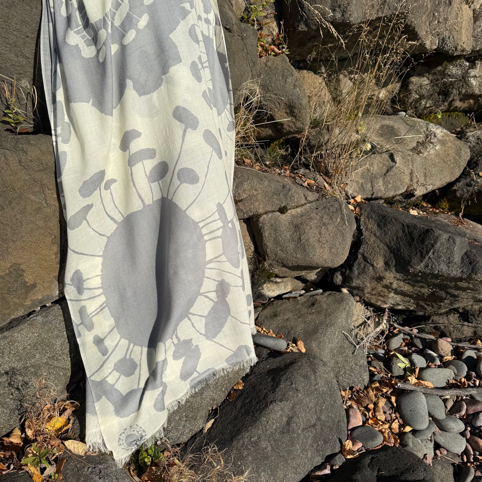 Bloom Merino Scarf in Mist by Susy Pilgrim Waters