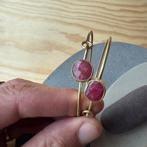 Brass Bracelet with Bezel Set Ruby by Eric Silva