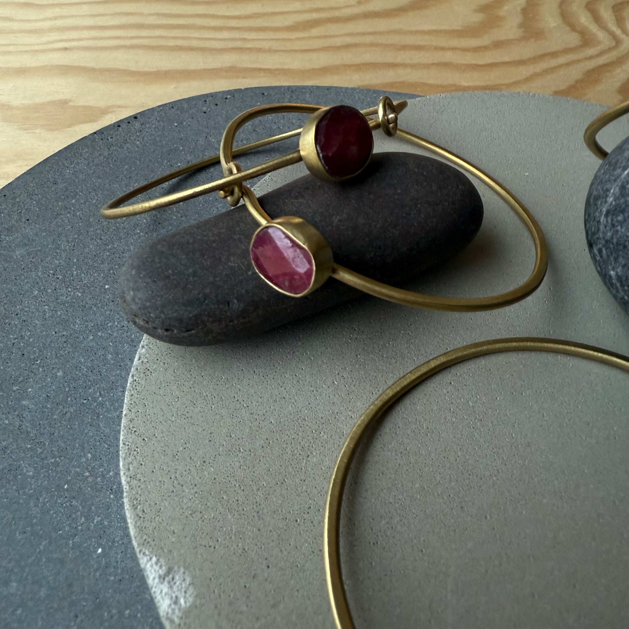Brass Bracelet with Bezel Set Ruby by Eric Silva