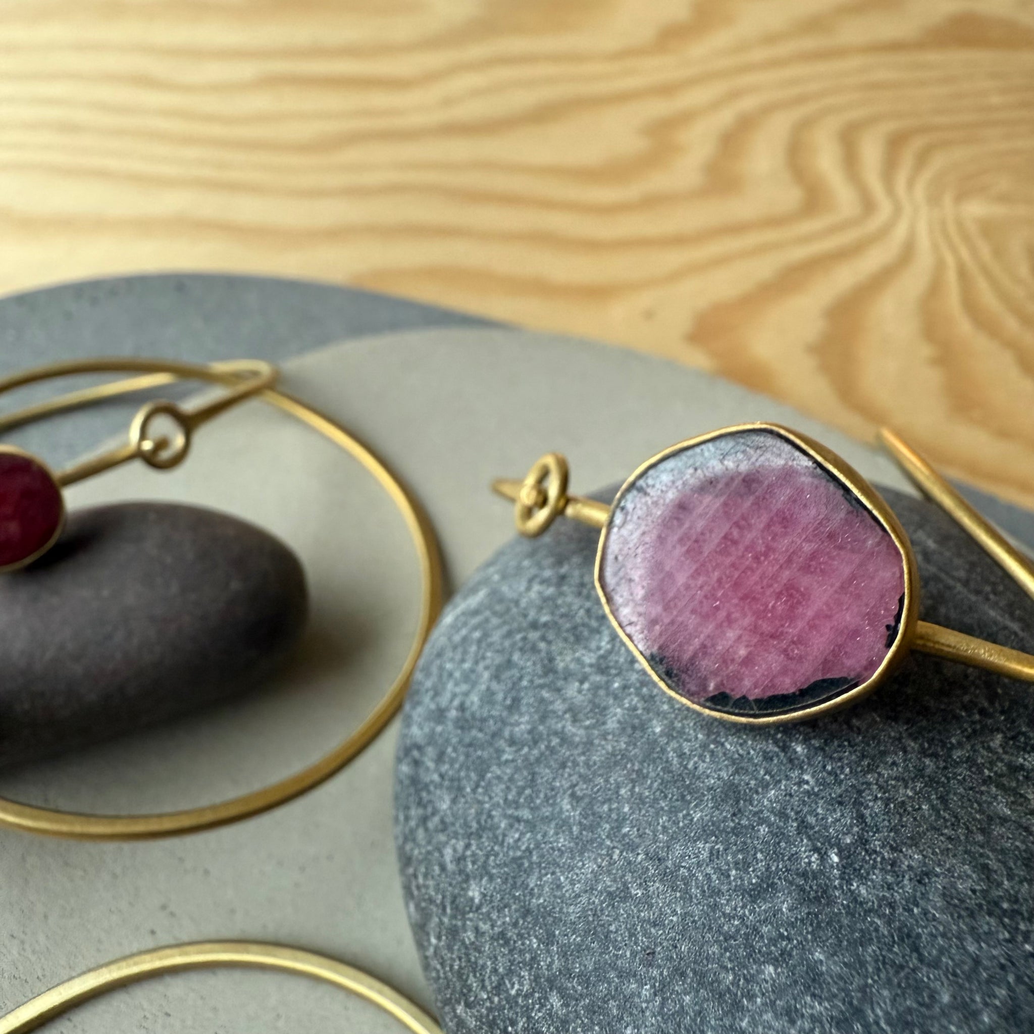 Brass Bracelet with Bezel Set Ruby by Eric Silva