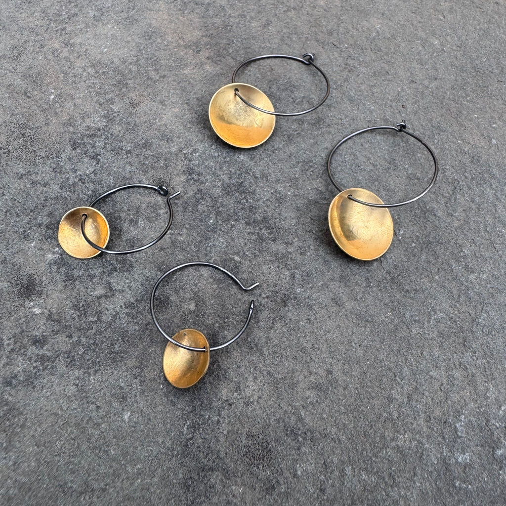 Brass Crater Hoop Earrings by Everart Designs