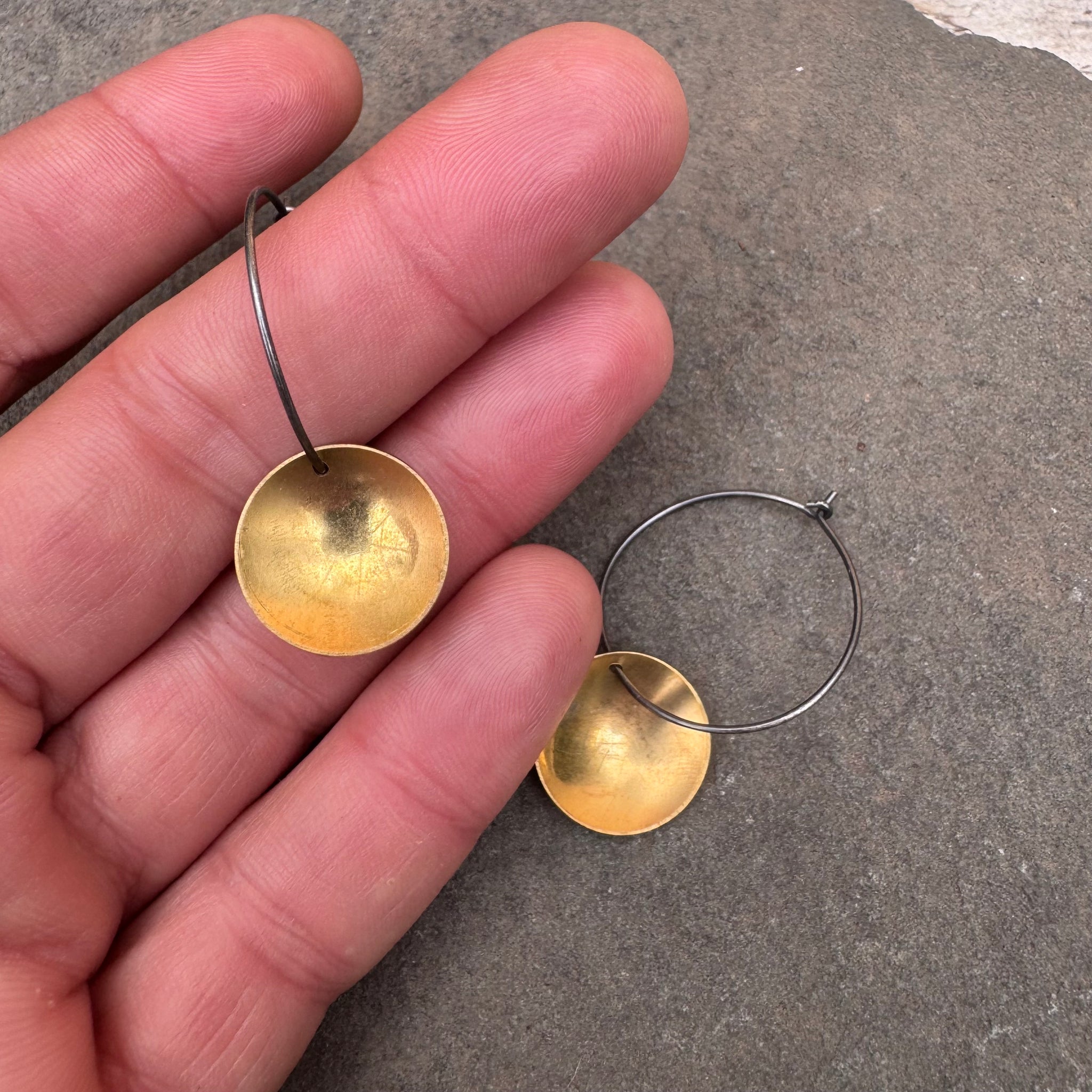 Brass Crater Hoop Earrings by Everart Designs