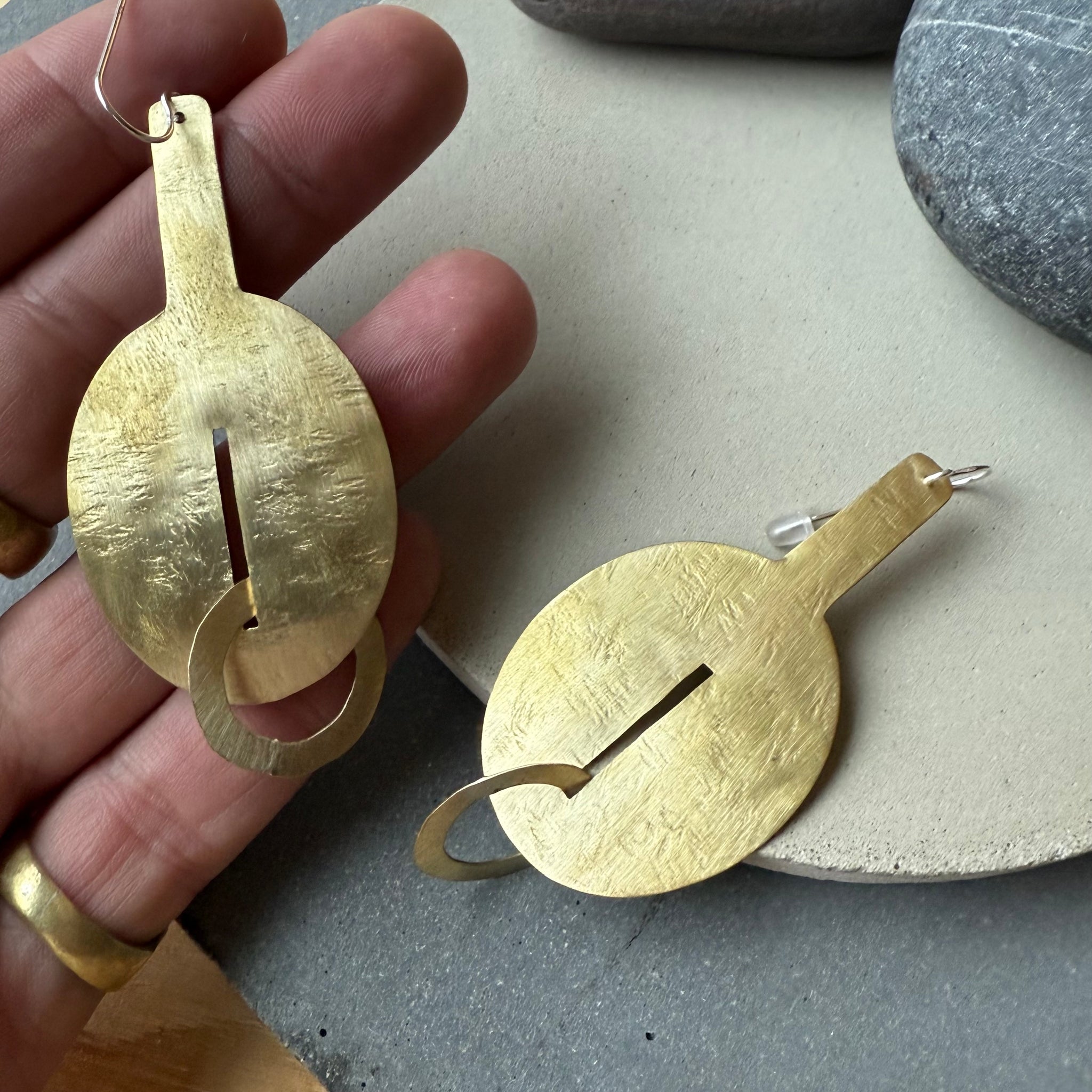 Brass Notch Earrings By Eric Silva