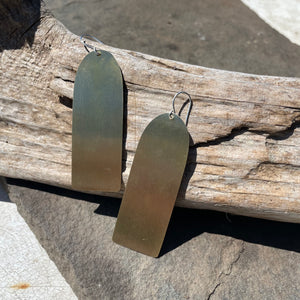 Brass Slab Earrings by Eric Silva