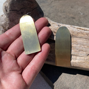 Brass Slab Earrings by Eric Silva