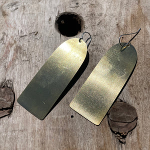 Brass Slab Earrings by Eric Silva
