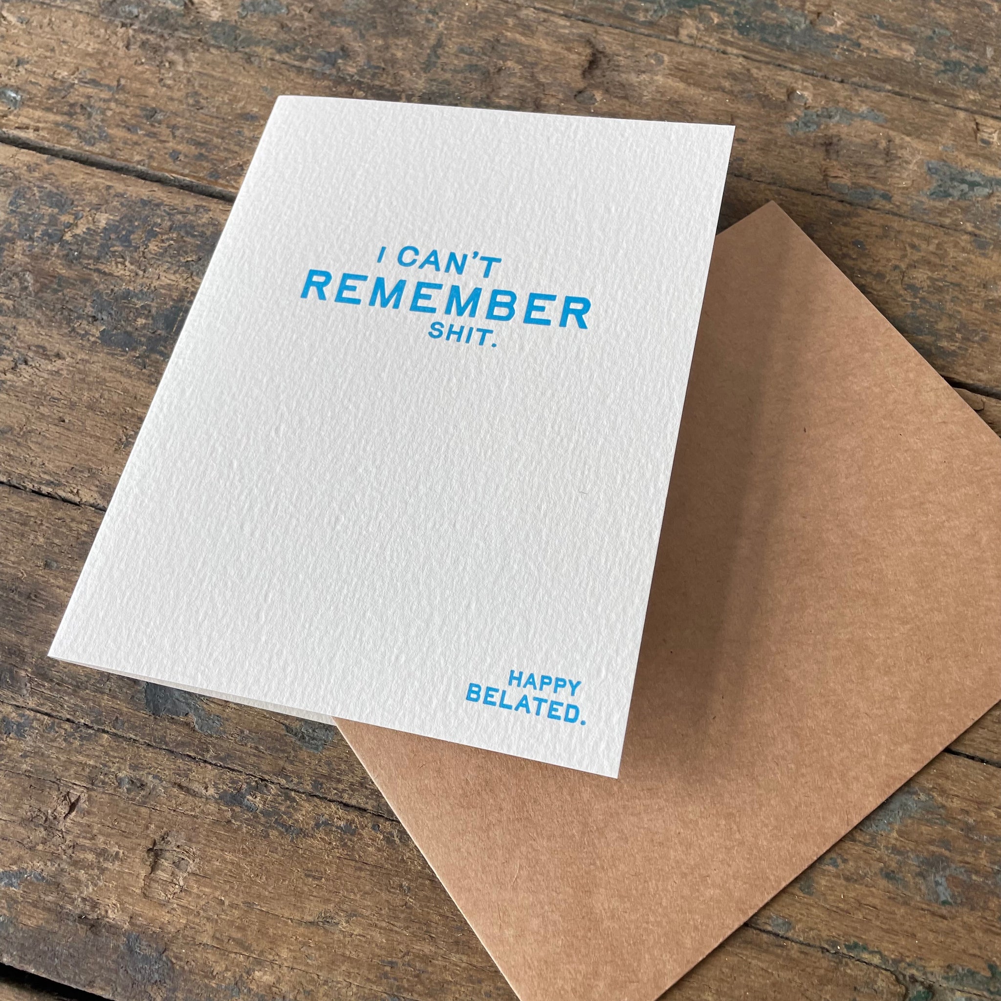 Can't Remember Letterpress Greeting Card by Sapling Press