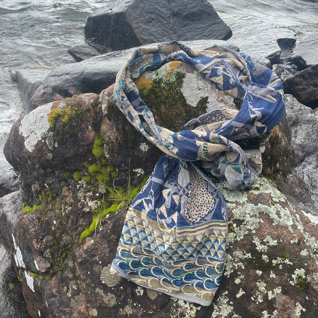 Carine Jacquard Scarf in Cobalt by Letol