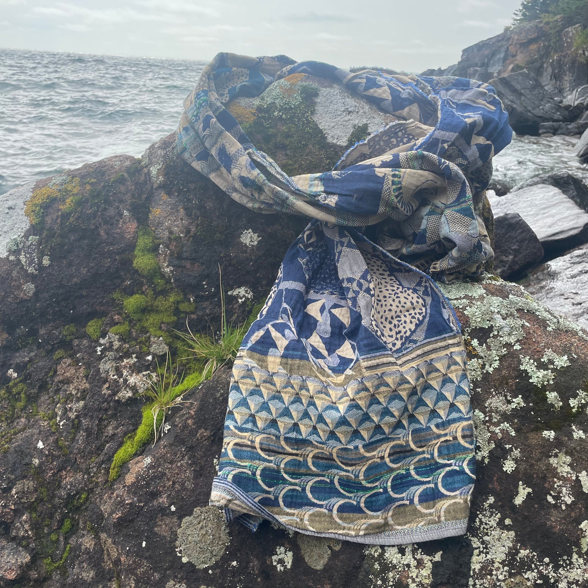 Carine Jacquard Scarf in Cobalt by Letol