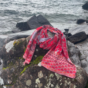 Carine Jacquard Scarf in Rouge by Letol