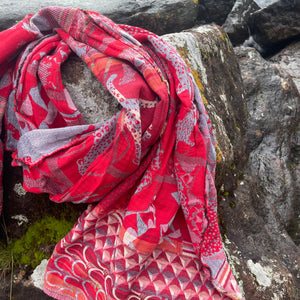 Carine Jacquard Scarf in Rouge by Letol