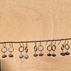 Circle and Stone Earrings by Lakestone Jewelry