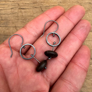 Circle and Stone Earrings by Lakestone Jewelry