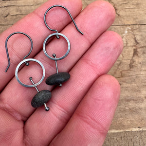 Circle and Stone Earrings by Lakestone Jewelry